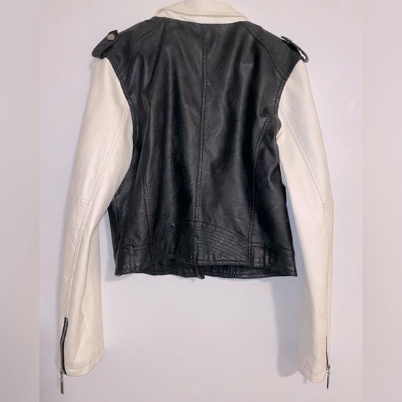 PARISIAN COLLECTION BLACK & WHITE LEATHER JACKET XL - Picture 3 of 8